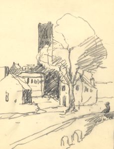 Marcus Adams - Early 20th Century Graphite Drawing, Church