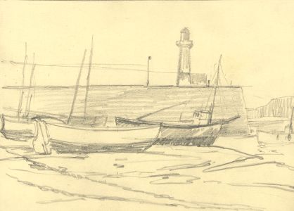 Marcus Adams - Early 20th Century Graphite Drawing, Harbour Scene