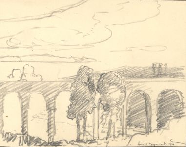 Marcus Adams - 1929 Graphite Drawing, Beyond Teignmouth