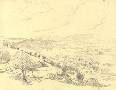 Marcus Adams - Early 20th Century Graphite Drawing, Rolling Hills