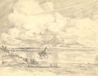 Marcus Adams - Early 20th Century Graphite Drawing, Coastal View