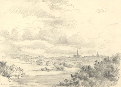 Marcus Adams - 1943 Graphite Drawing, Marshland