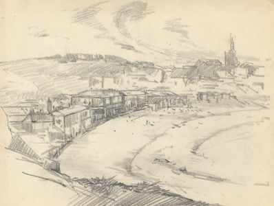 Marcus Adams - Early 20th Century Graphite Drawing, Beach Scene