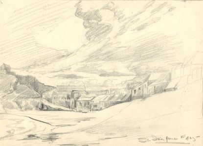Marcus Adams - 1945 Graphite Drawing, St. Ives
