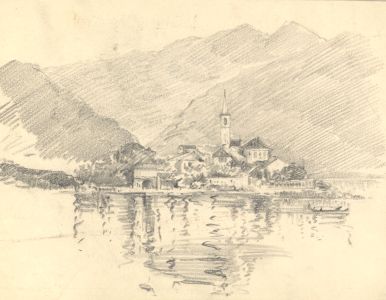 Marcus Adams - Early 20th Century Graphite Drawing, Continental Mountain Village