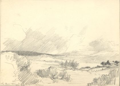 Marcus Adams - 1943 Graphite Drawing, The Snow Storm