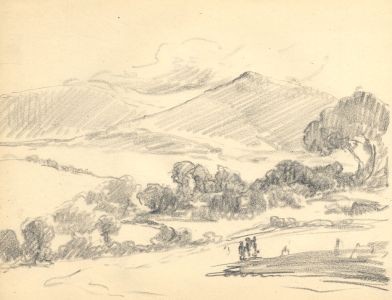 Marcus Adams - Early 20th Century Graphite Drawing, Hills