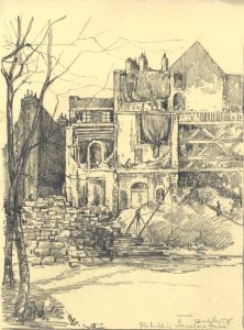 Marcus Adams - Early 20th Century Graphite Drawing, Rebuilding Lansdowne House