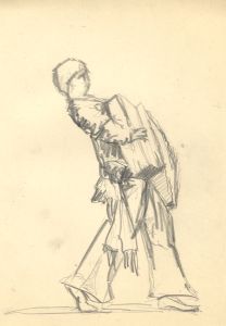 Marcus Adams - Early 20th Century Graphite Drawing, Accordion Player