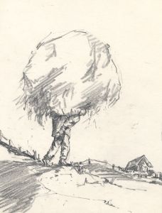 Marcus Adams - Early 20th Century Graphite Drawing, Heavy Lifting