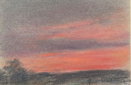 Marcus Adams - Small 1958 Pastel, Red Sky at Night