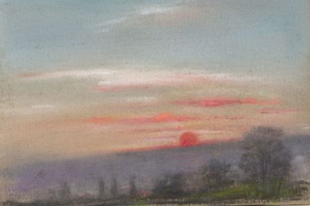 Marcus Adams - Small 1958 Pastel, Red Sun