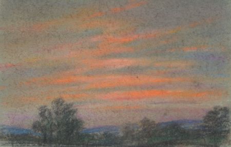 Marcus Adams - Small 1958 Pastel, Red Sky at Night