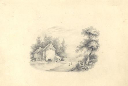 E. Davis - Exceptional Late 19th Century Graphite Drawing, Figures by a Mill
