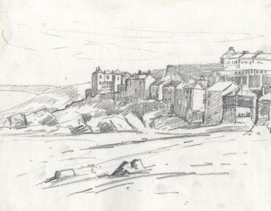 Marcus Adams - Early 20th Century Graphite Drawing, House on the Coast