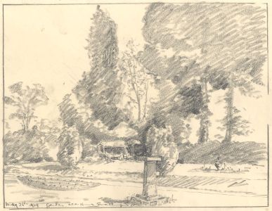 Marcus Adams - 1929 Graphite Drawing, Garden