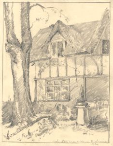 Marcus Adams - 1930 Graphite Drawing, The Little Manor House