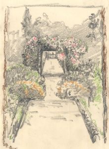 Marcus Adams - Early 20th Century Graphite Drawing, Garden Path