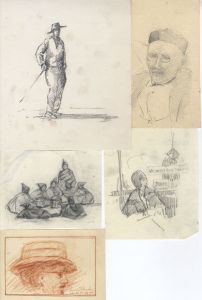 Marcus Adams - Set of 5 Early 20th Century Graphite Drawings, Portraits