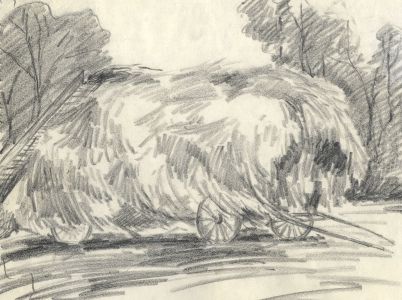 Marcus Adams - Early 20th Century Graphite Drawing, Hay Wain