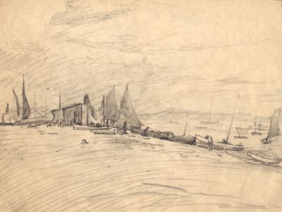 Marcus Adams - Early 20th Century Graphite Drawing, Boats
