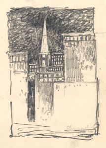 Marcus Adams - Two Early 20th Century Graphite Drawings, Cityscapes