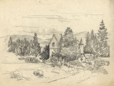 Marcus Adams - Three Early 20th Century Graphite Drawings, Buildings