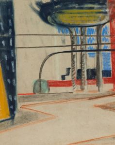 Gilbert Adams - Mid 20th Century Pastel, Modernist Interior