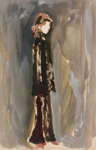 Gilbert Adams - Mid 20th Century Gouache, Figure in Black