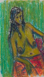 Gilbert Adams - Mid 20th Century Pastel, Nude in Tribal Costume