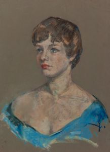 Gilbert Adams - Superb Mid 20th Century Pastel, Portrait of a Woman in Blue