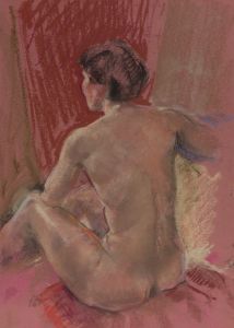 Gilbert Adams - Mid 20th Century Pastel, Nude from Behind