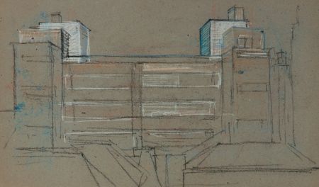 Gilbert Adams - Mid 20th Century Pastel, Architectural Drawing