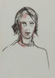 Gilbert Adams - Mid 20th Century Charcoal Drawing, Head Study