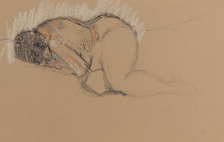 Gilbert Adams - Mid 20th Century Pastel, Nude, Face Down