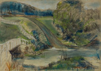 Gilbert Adams - Mid 20th Century Pastel, Landscape with Stream