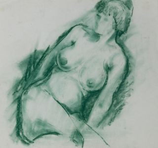 Gilbert Adams - Mid 20th Century Pastel, Nude, Green