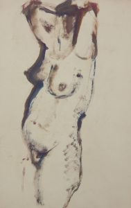 Gilbert Adams - Mid 20th Century Gouache, Standing Nude