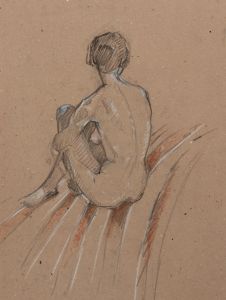 Gilbert Adams - Mid 20th Century Graphite Drawing, Seated Nude from Behind