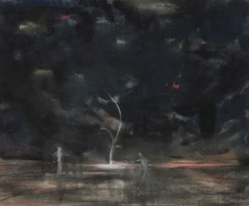 Gilbert Adams - Early 20th Century Pastel, Figures in a Dark Landscape