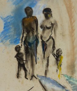 Gilbert Adams - Mid 20th Century Pastel, Family in Tribal Dress