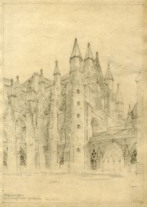 J. Atwood Slater - 1881 Graphite Drawing, Westminster Abbey