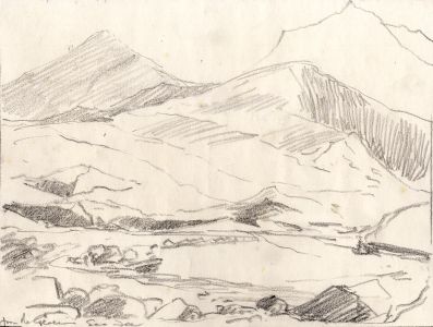 Marcus Adams - Early 20th Century Graphite Drawing, Saas-Fee Landscape
