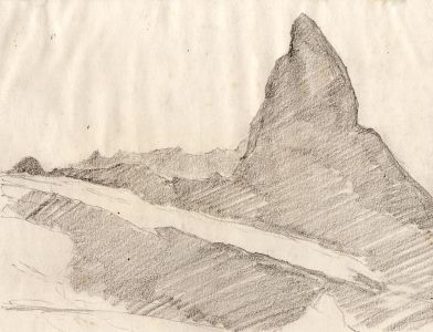 Marcus Adams - Early 20th Century Graphite Drawing, Swiss Mountain Study