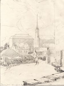 Marcus Adams - Early 20th Century Graphite Drawing, Saas-Fee, Switzerland