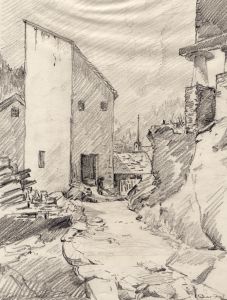 Marcus Adams - 1930 Graphite Drawing, Zermatt, Switzerland