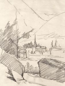 Marcus Adams - Early 20th Century Graphite Drawing, Swiss Landscape