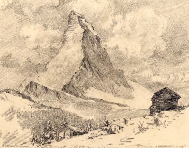 Marcus Adams - Early 20th Century Graphite Drawing, Chalet in Zermatt