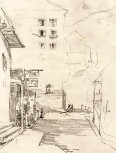Marcus Adams - Early 20th Century Graphite Drawing, Street Scene