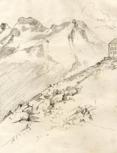 Marcus Adams - Early 20th Century Graphite Drawing, Swiss Mountain Side